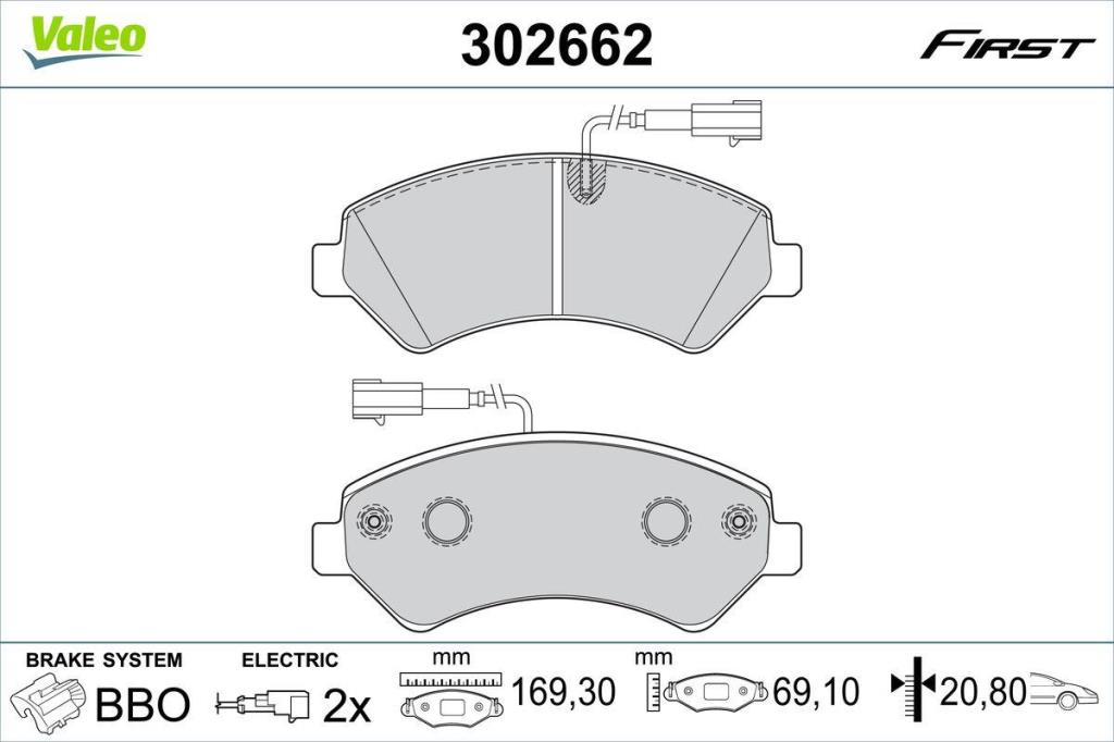 Jogo de 4 pastilhas de travão VALEO ref. 302662
